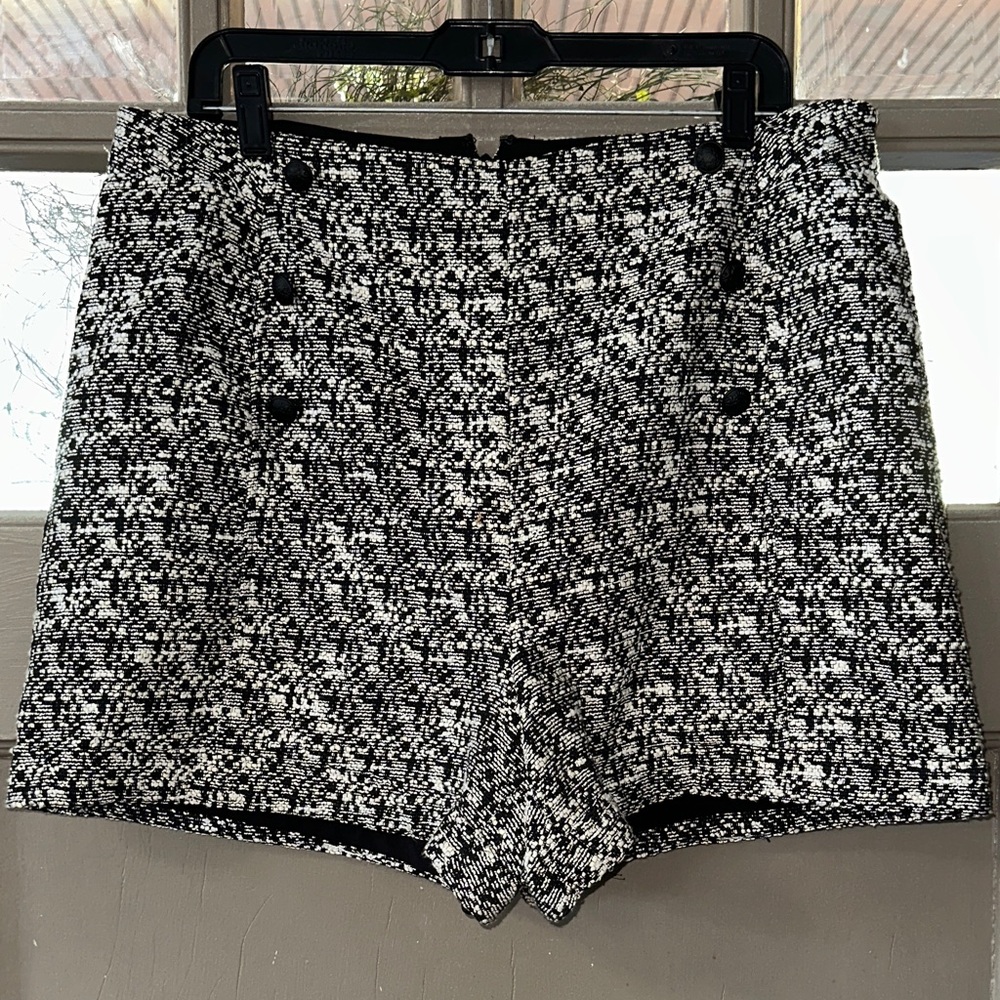 Express High Waist Black and White Tweed Shorts
